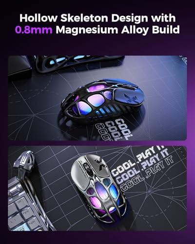 gravastar mercury x pro wireless gaming mouse – 32,000 dpi, 8khz polling, 49g magnesium alloy frame, rgb lighting, tri mode connectivity