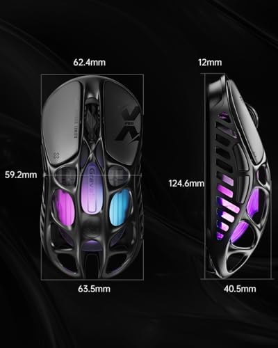 gravastar mercury x pro wireless gaming mouse – 32,000 dpi, 8khz polling, 49g magnesium alloy frame, rgb lighting, tri mode connectivity