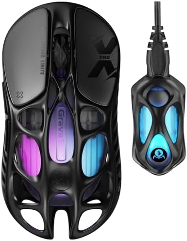 gravastar mercury x pro wireless gaming mouse – 32,000 dpi, 8khz polling, 49g magnesium alloy frame, rgb lighting, tri mode connectivity