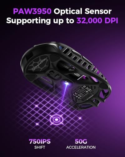 gravastar mercury x pro wireless gaming mouse – 32,000 dpi, 8khz polling, 49g magnesium alloy frame, rgb lighting, tri mode connectivity
